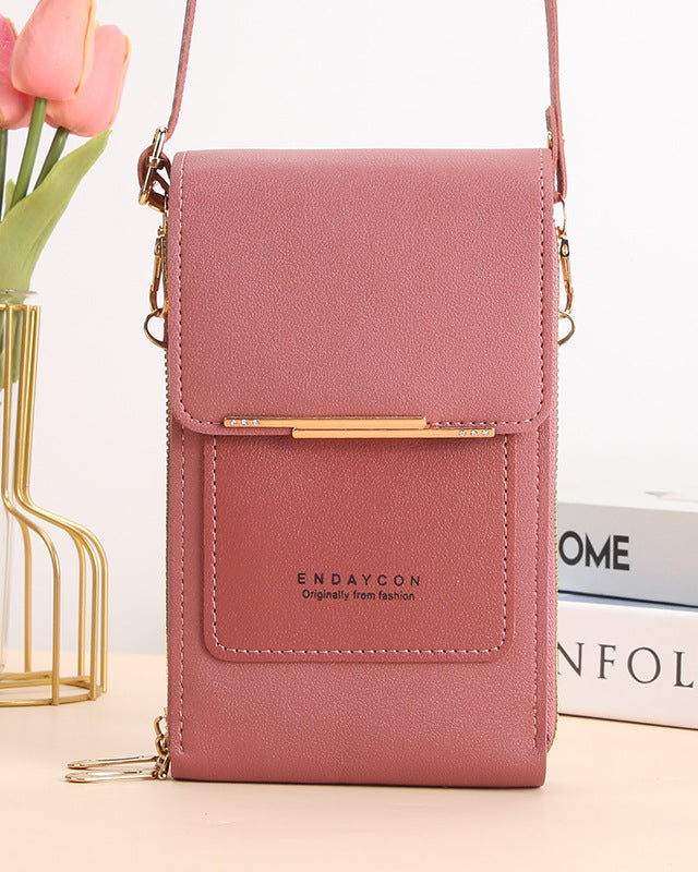 Black Lumina Wear Elena chic touchscreen messenger handbag for modern women, featuring a sleek design and practical compartments.