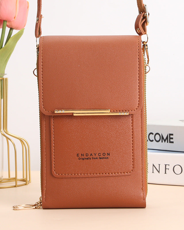 Black Lumina Wear Elena chic touchscreen messenger bag for women, stylish handbag with modern design and practical features.