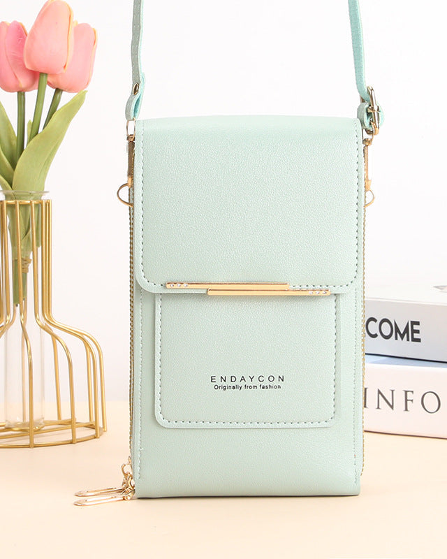 Black Lumina Wear Elena chic touch screen messenger handbag for modern women, featuring sleek design and versatile style.