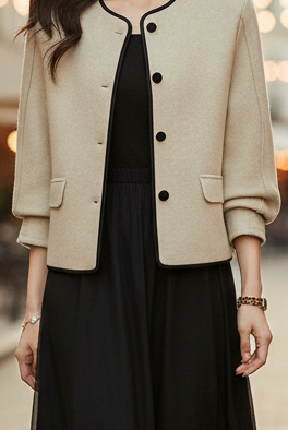 White Elena high neck jacket by Lumina Wear, lightweight outerwear with a high collar, shown in XS size.