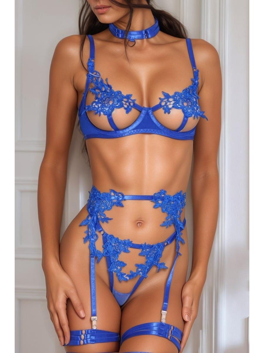 Black Impi Lingerie Set by Lumina Vancouver featuring lace details and adjustable straps, displayed on a model.