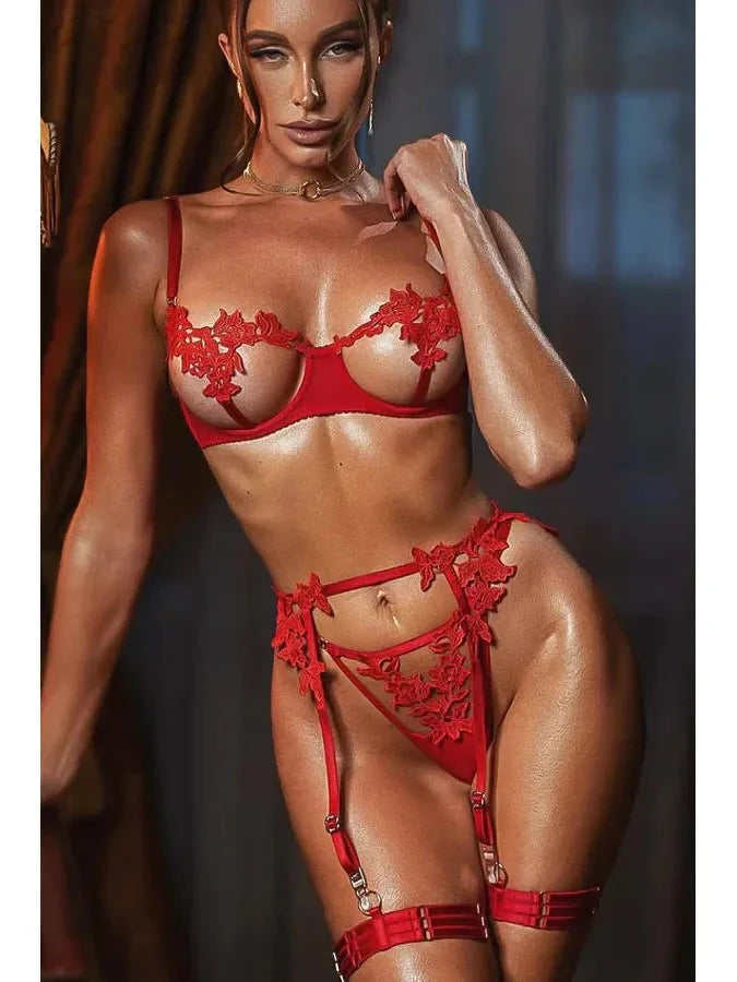 Black Impi Lingerie Set by Lumina Vancouver featuring a stylish bra and matching panties on a model.
