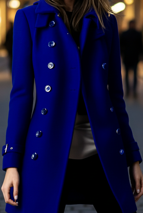 Elena burgundy velvet blazer with gold accents from Lumina Vancouver, featuring a tailored fit and elegant design.