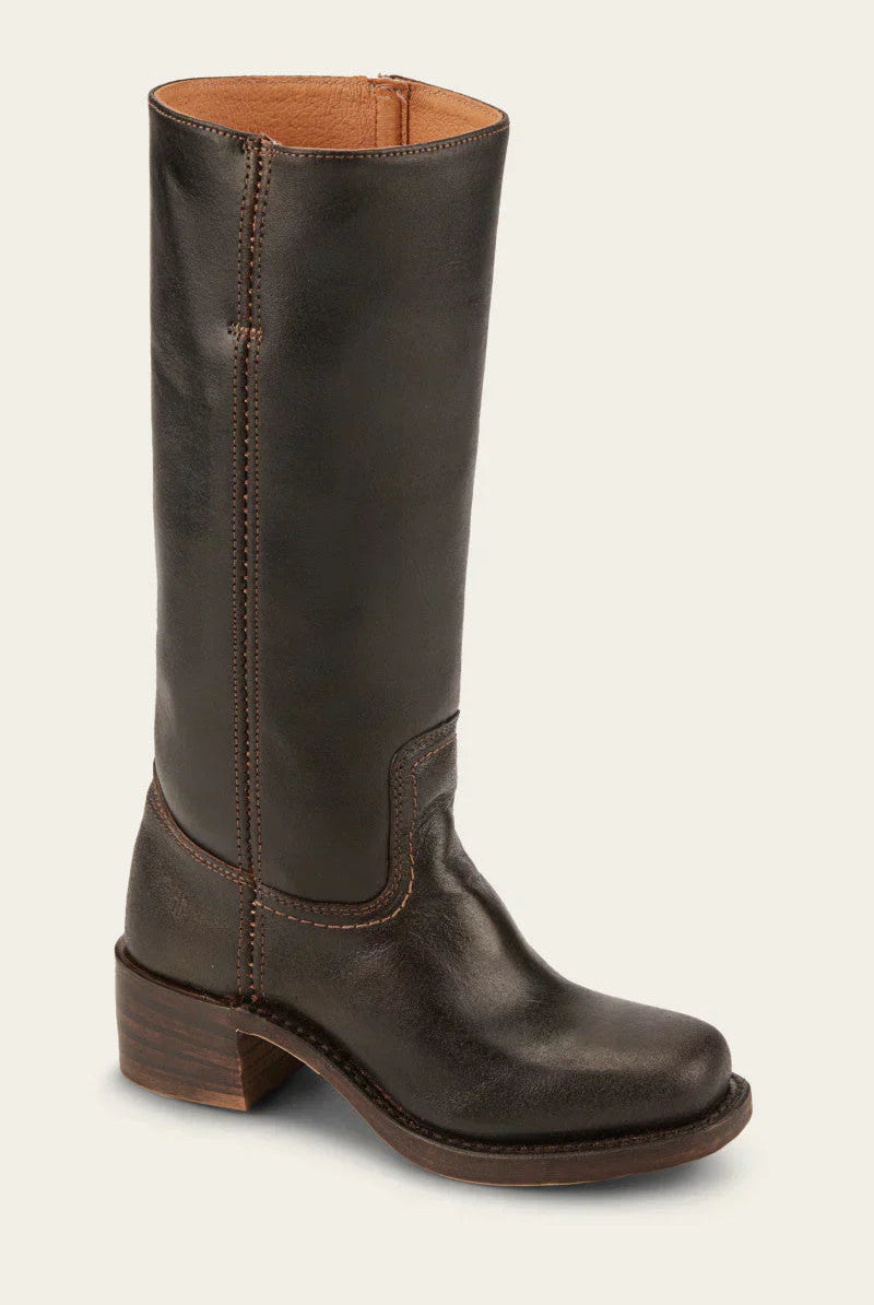 Light brown Lumina Wear Emily women's Western mid-calf boots with stacked heel, showcasing classic Western style and leather texture.