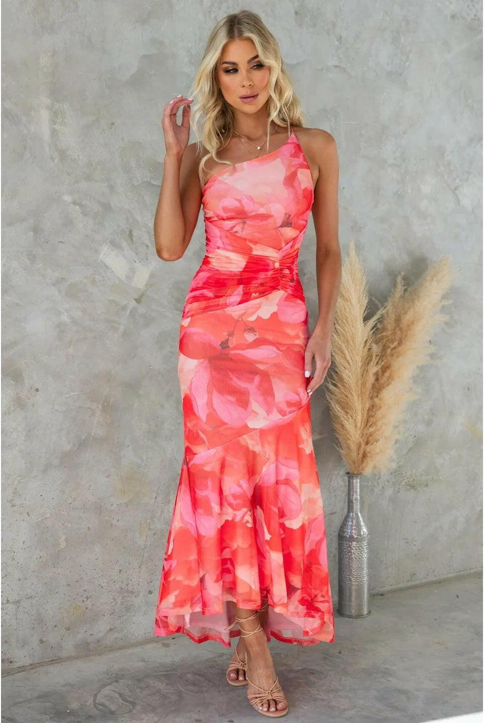 Blue Zelie floral summer dress by Lumina Wear, lightweight and stylish, perfect for warm weather and outdoor occasions.