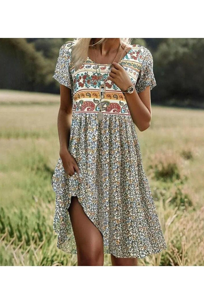 Multicolor Esmera Bohemian Breeze Dress by Lumina Vancouver, flowing fabric and relaxed fit, perfect for casual summer wear.