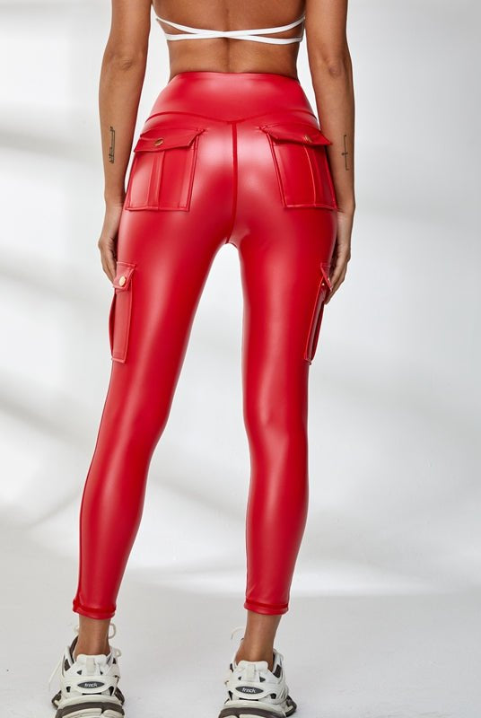 Faux Leather Pocket Scrunch Bum Cargo Leggings - Lumina Vancouver