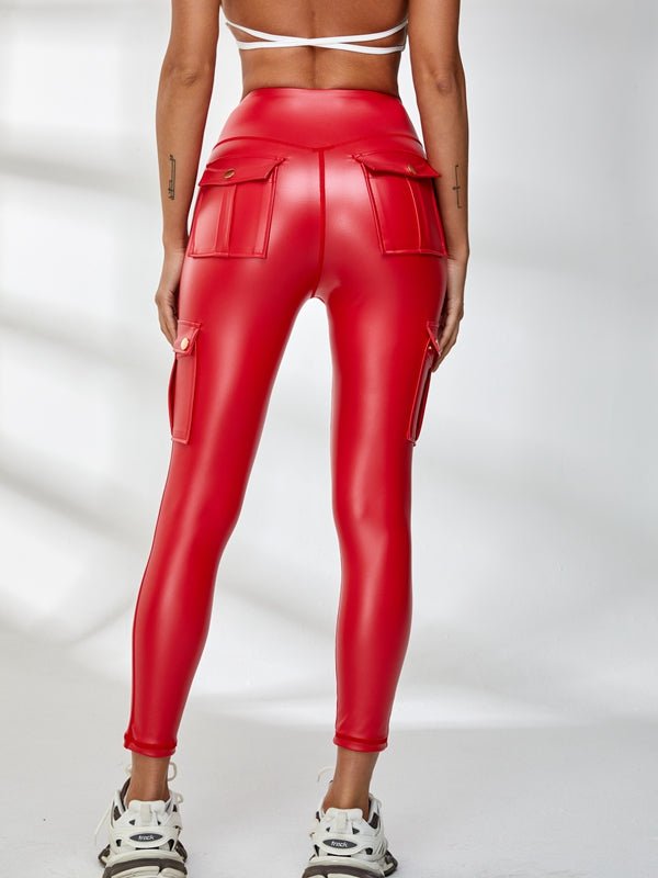 Faux Leather Pocket Scrunch Bum Cargo Leggings - Lumina Vancouver