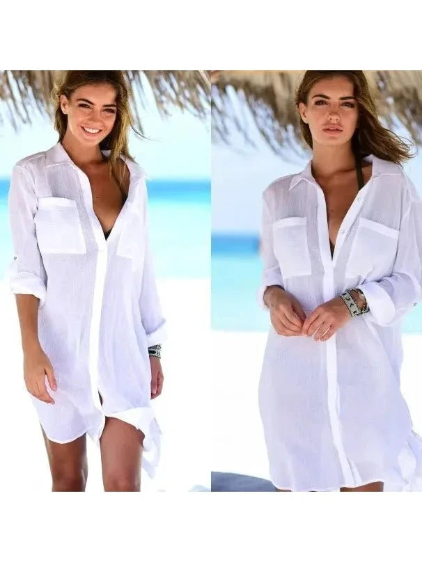 Light green Florence™ cover-up beach dress by Lumina Wear, lightweight and flowy for seaside or poolside wear.