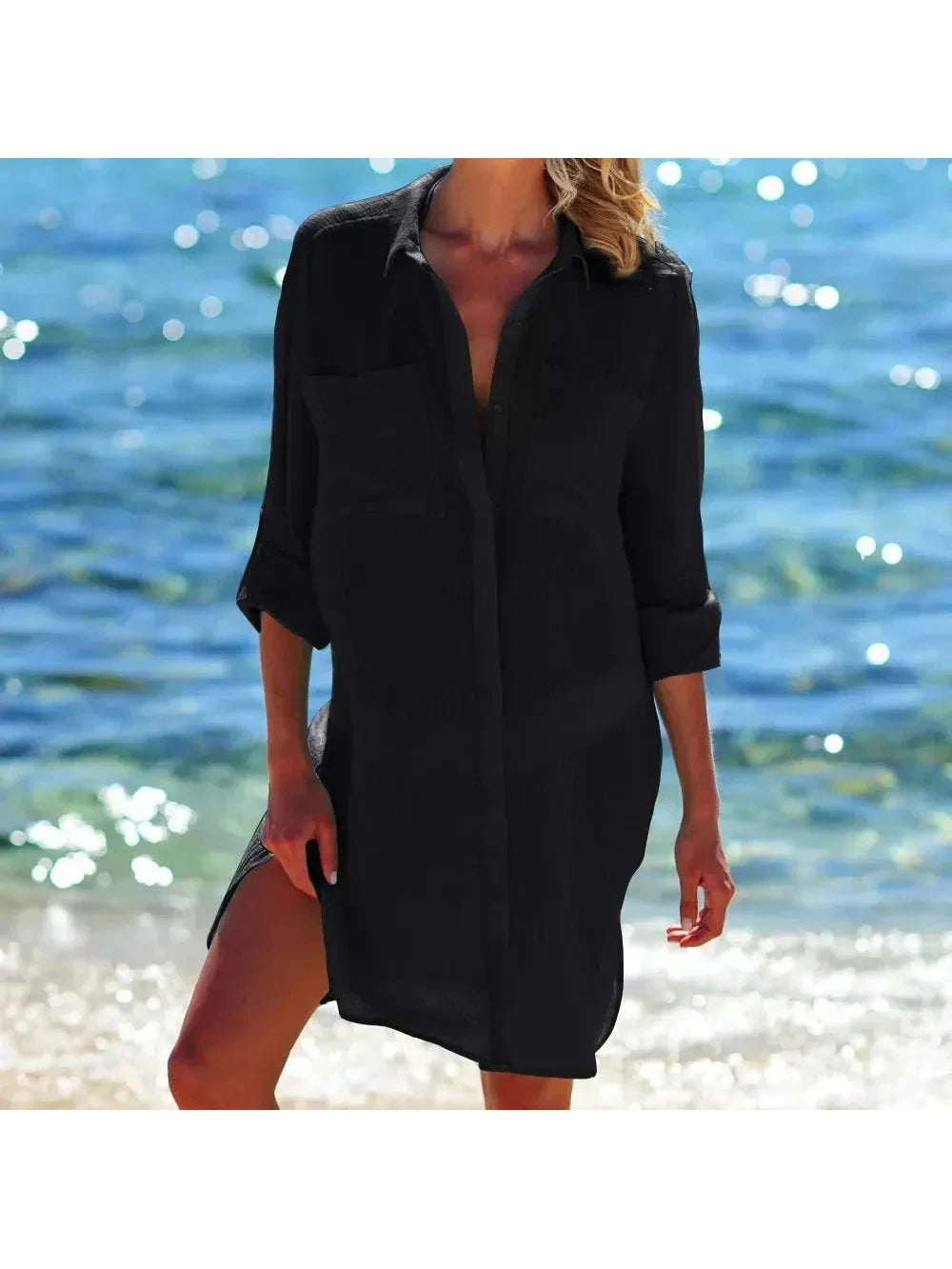 Light green Florence™ Cover Up Beach Dress by Lumina Wear, lightweight and flowy for seaside or poolside wear.