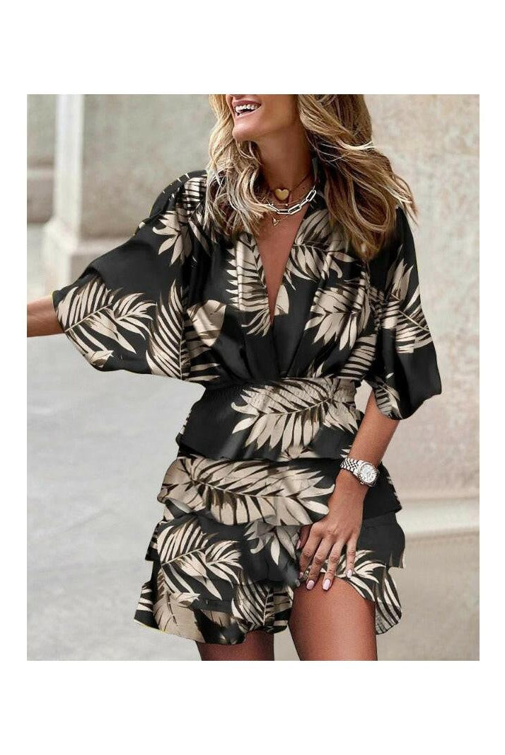 Colorful Francesca™ stylish print dress by Lumina Vancouver featuring a vibrant pattern and elegant design.