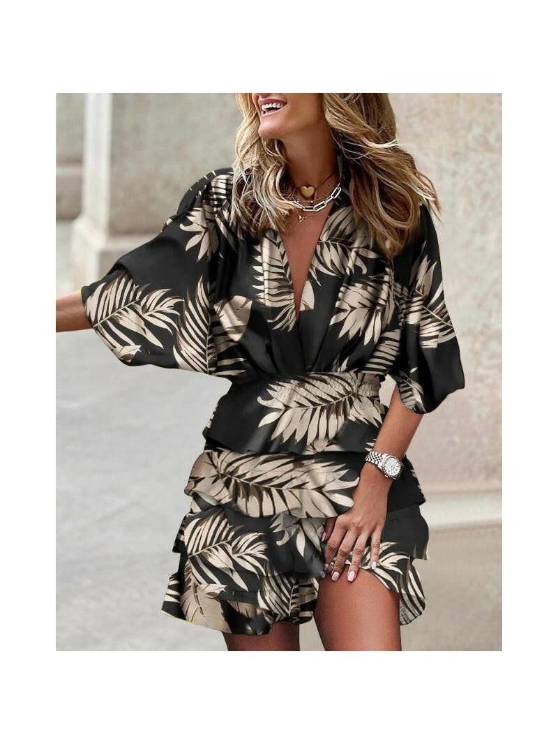 Colorful Francesca™ stylish print dress by Lumina Vancouver featuring a vibrant pattern and elegant design.