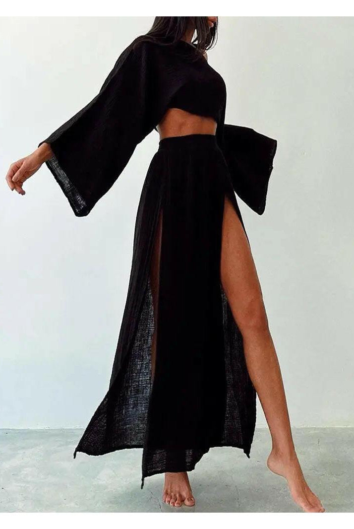Green Laure Two-Piece Set by Lumina Wear featuring a stylish top and matching pants, perfect for casual or chic everyday wear.