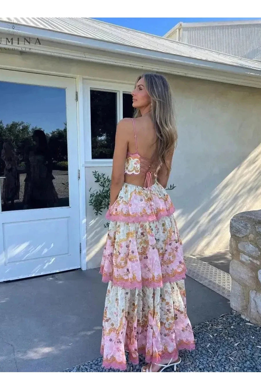 Lumina Wear Ghita Maxi Summer Dress for women, lightweight floral dress perfect for wedding guests and summer events.