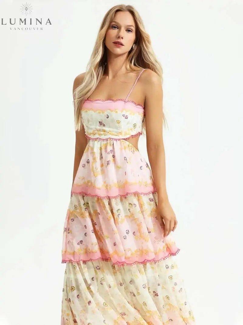 Lumina Vancouver Ghita maxi summer dress for wedding guests, flowing fabric and elegant design perfect for summer weddings.