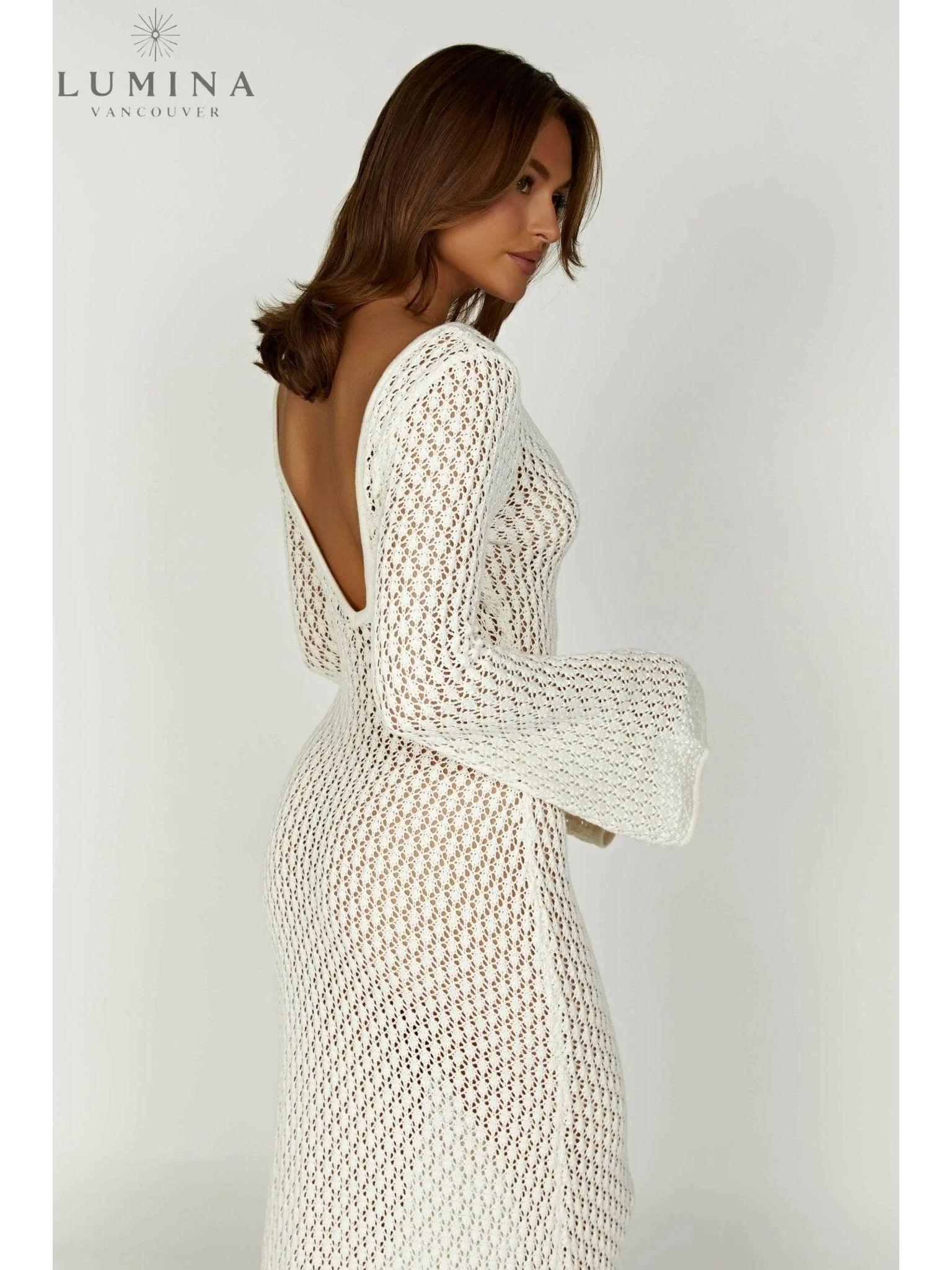 Elegant white Giana dress by Lumina Vancouver featuring holiday vibe style, perfect for festive occasions.
