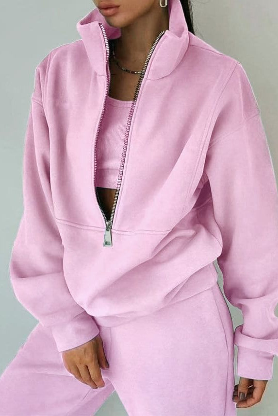 Pink Lumina Wear Grace casual oversized two-piece activewear set with streetwear edge, featuring comfortable fit and stylish design.