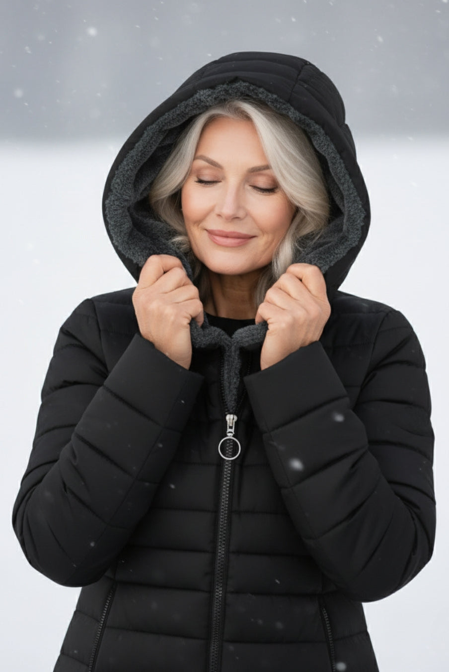 Dark green Lumina Wear Grace fleece-lined puffer jacket with a flattering fit, featuring a sleek, stylish winter outerwear design.