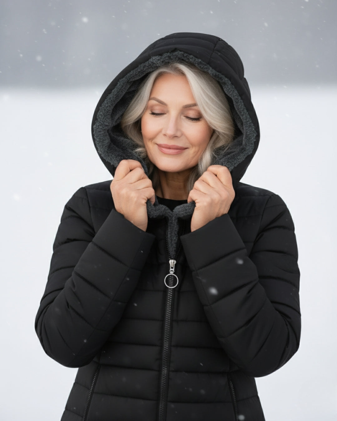 Dark green Lumina Wear Grace fleece-lined puffer jacket with a flattering fit, featuring a sleek, stylish winter outerwear design.