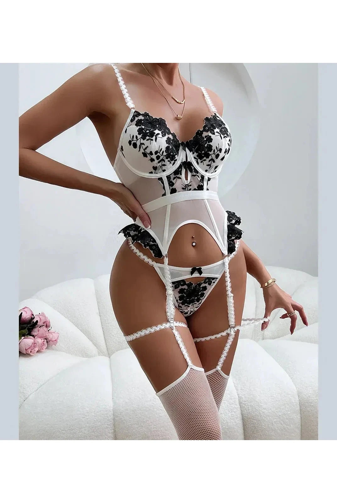 Lumina Wear Grazia's Lingerie Set featuring a stylish bra and matching panties in delicate lace fabric.