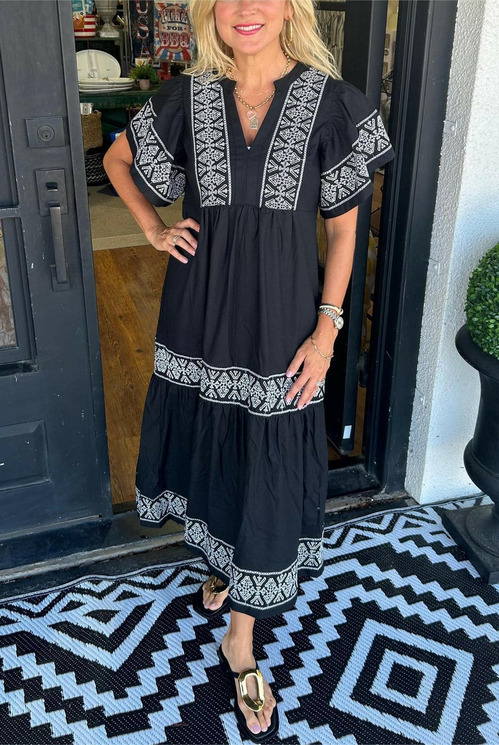 Black Hanna™ elegant boho dress by Lumina Wear, featuring flowing fabric and stylish design, perfect for casual or dressy occasions.