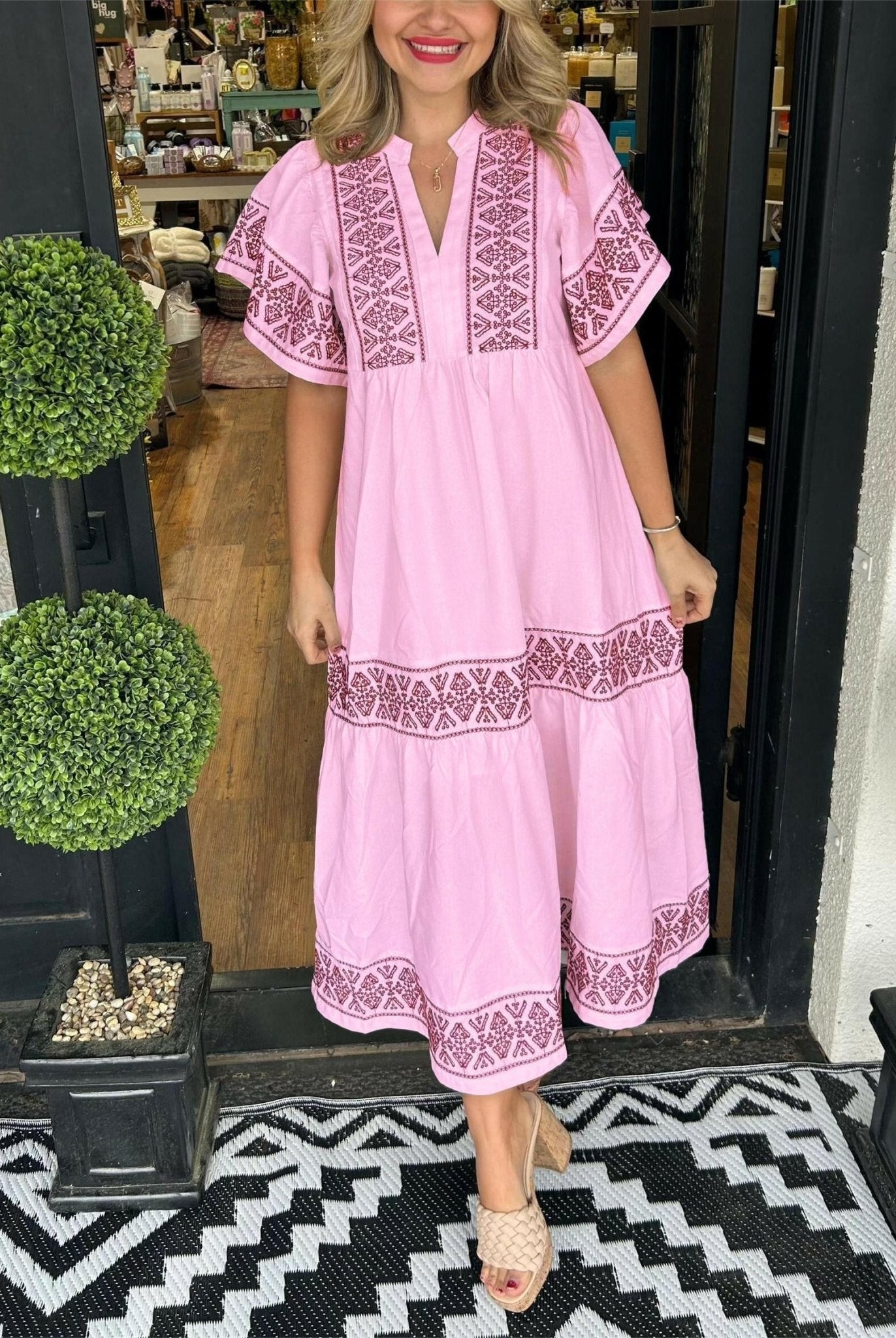 Black Hanna™ elegant boho dress by Lumina Wear, showcasing flowy fabric and bohemian style, perfect for casual or dressy occasions.