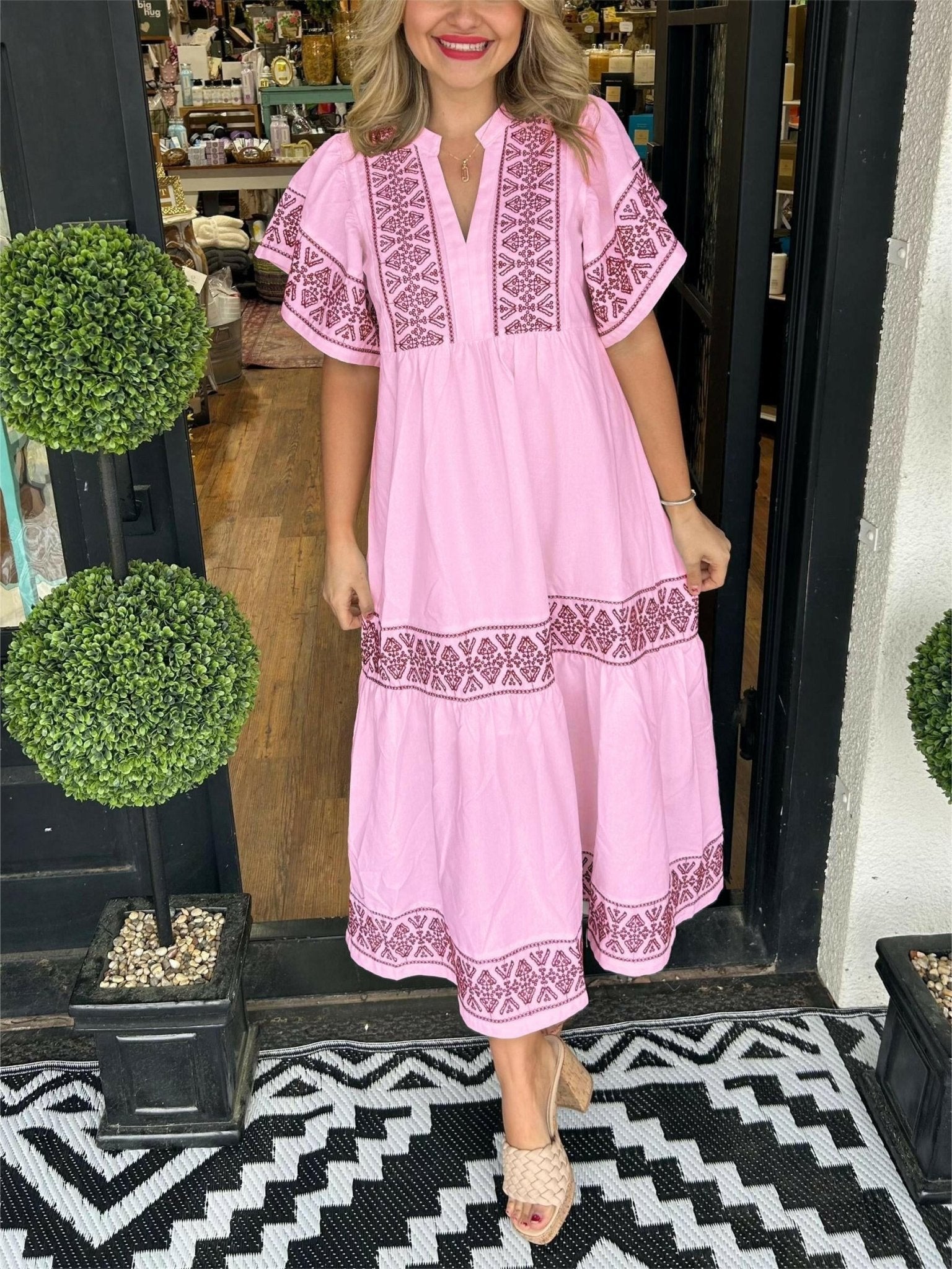 Black Hanna™ elegant boho dress by Lumina Wear, showcasing flowy fabric and bohemian style, perfect for casual or dressy occasions.