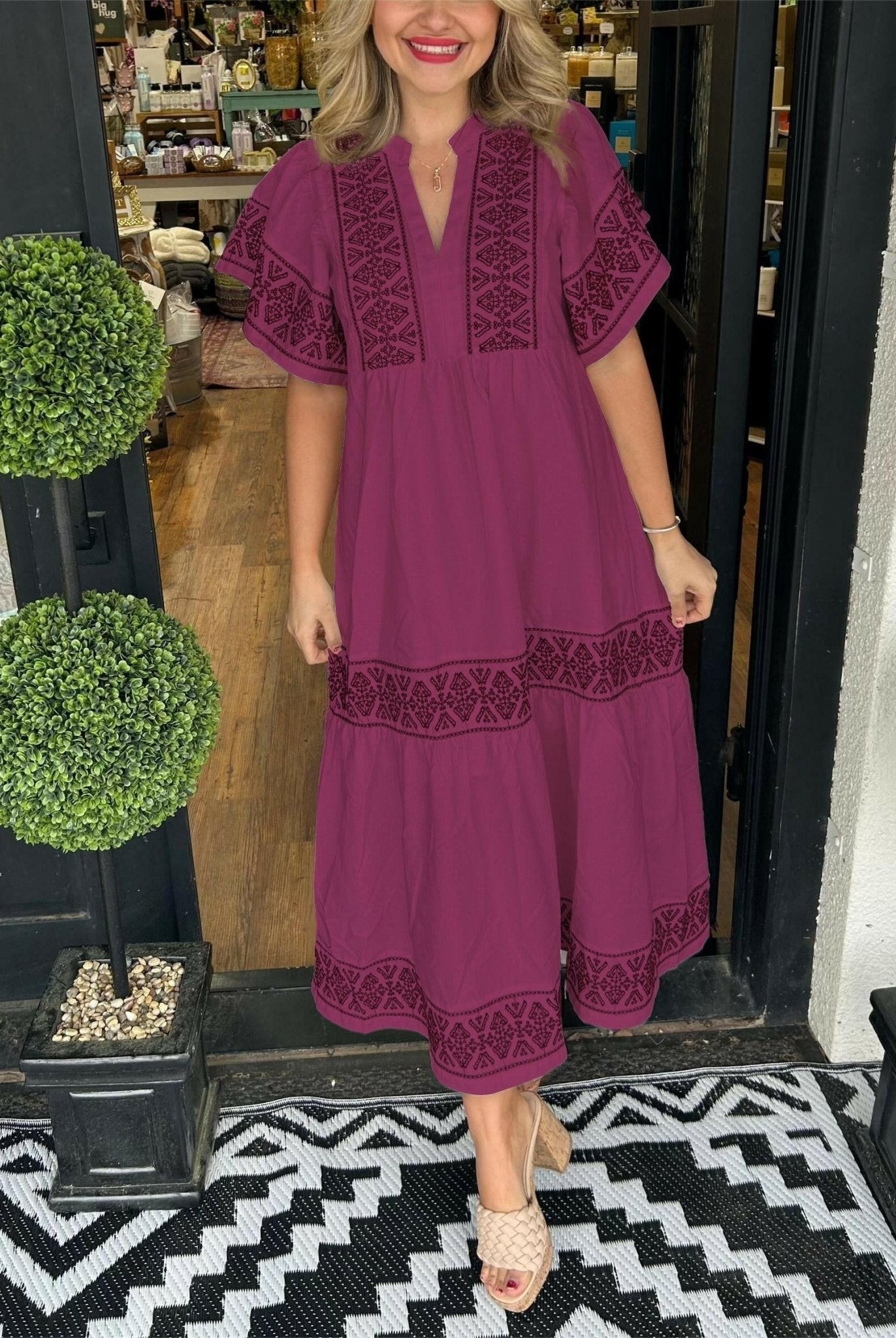 Black Hanna™ Elegant Boho Dress by Lumina Wear, stylish and flowing, perfect for casual or dressy occasions.
