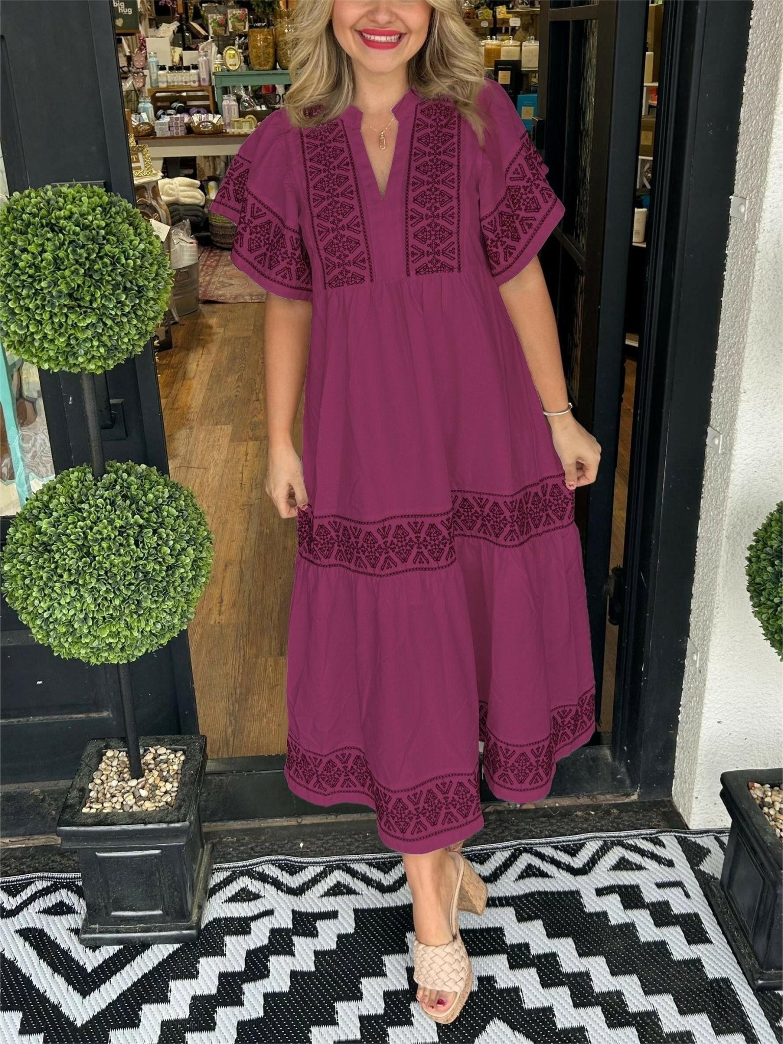 Black Hanna™ Elegant Boho Dress by Lumina Wear, stylish and flowing, perfect for casual or dressy occasions.