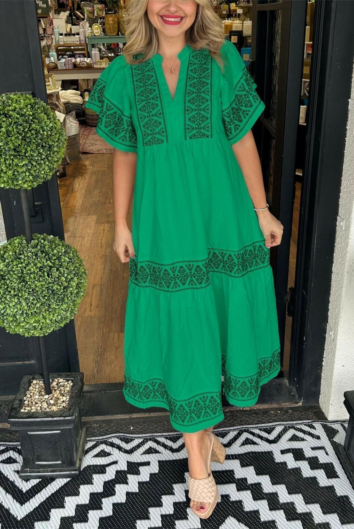 Black Hanna™ elegant boho dress by Lumina Wear, showcasing flowing fabric and bohemian style for casual or special occasions.