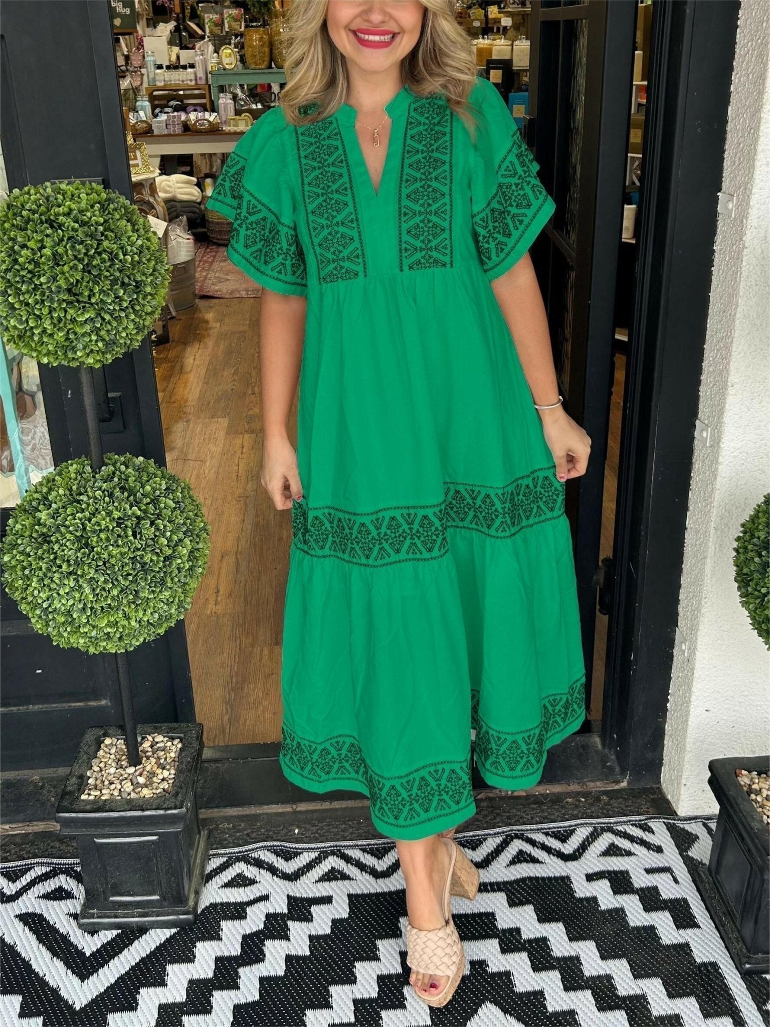 Black Hanna™ elegant boho dress by Lumina Wear, showcasing flowing fabric and bohemian style for casual or special occasions.