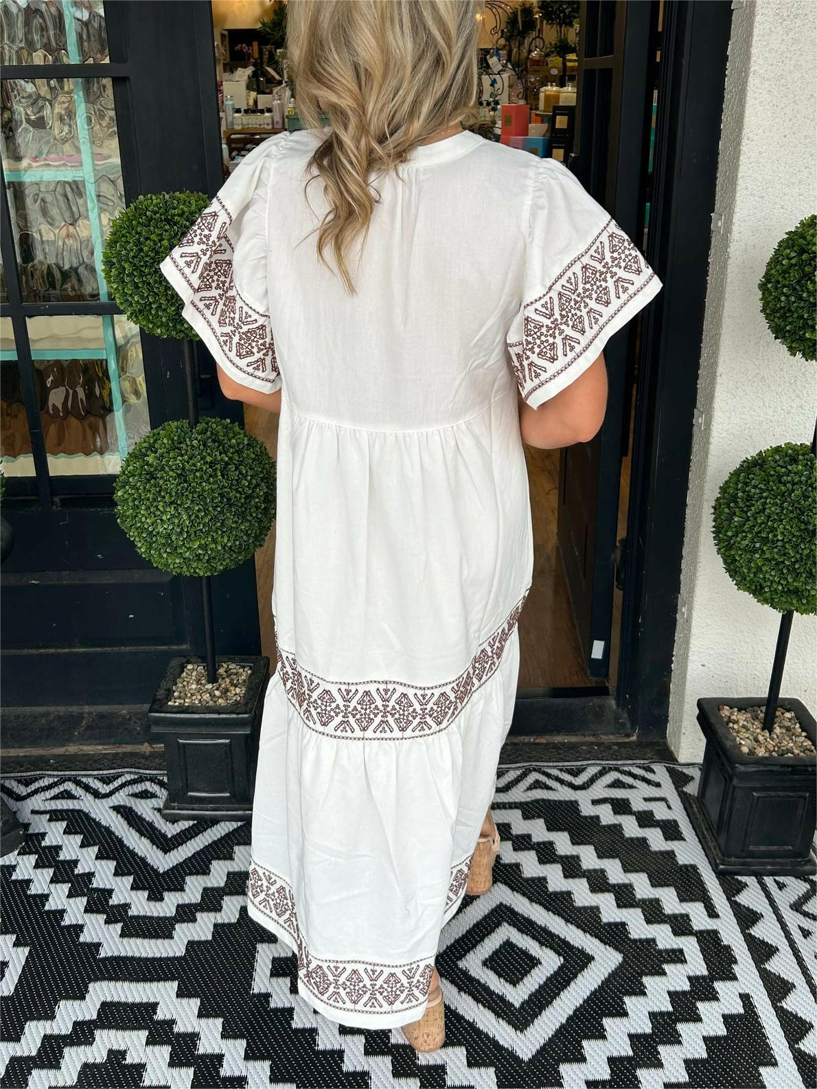 Black Hanna™ elegant boho dress by Lumina Wear, featuring flowing fabric and bohemian style, perfect for casual or dressy occasions.