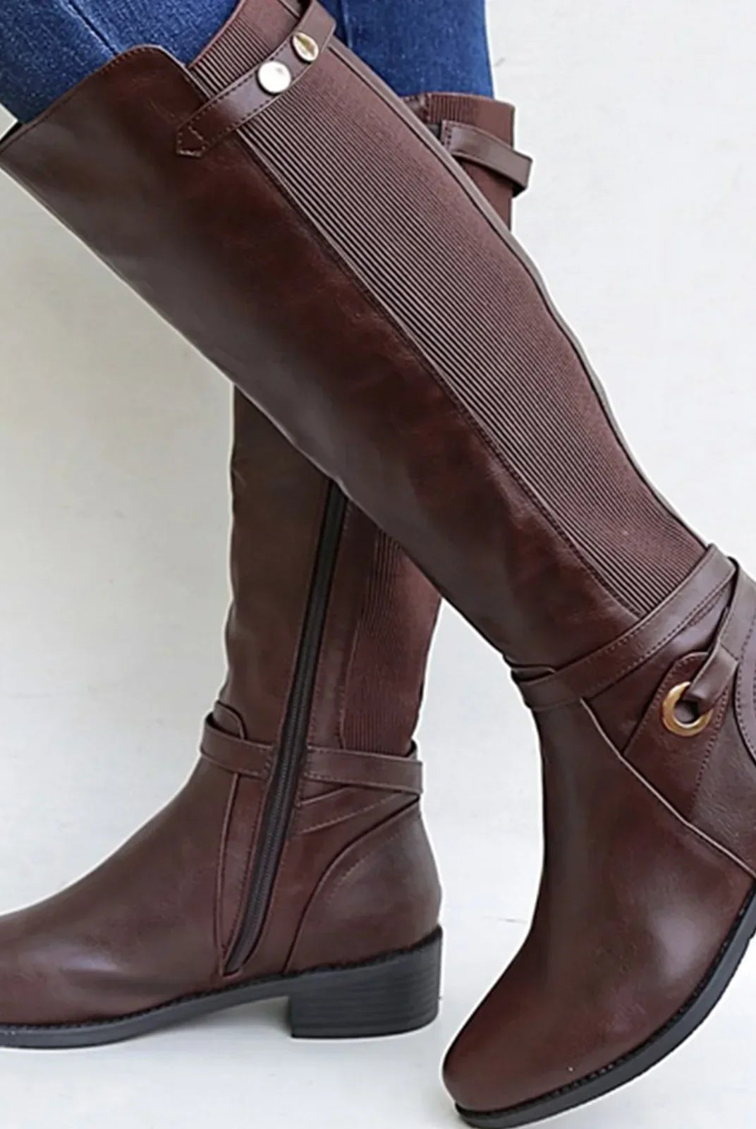 Brown Lumina Wear Hannah women's orthopedic leather boots with sleek modern design, showcasing smooth leather and stylish silhouette.