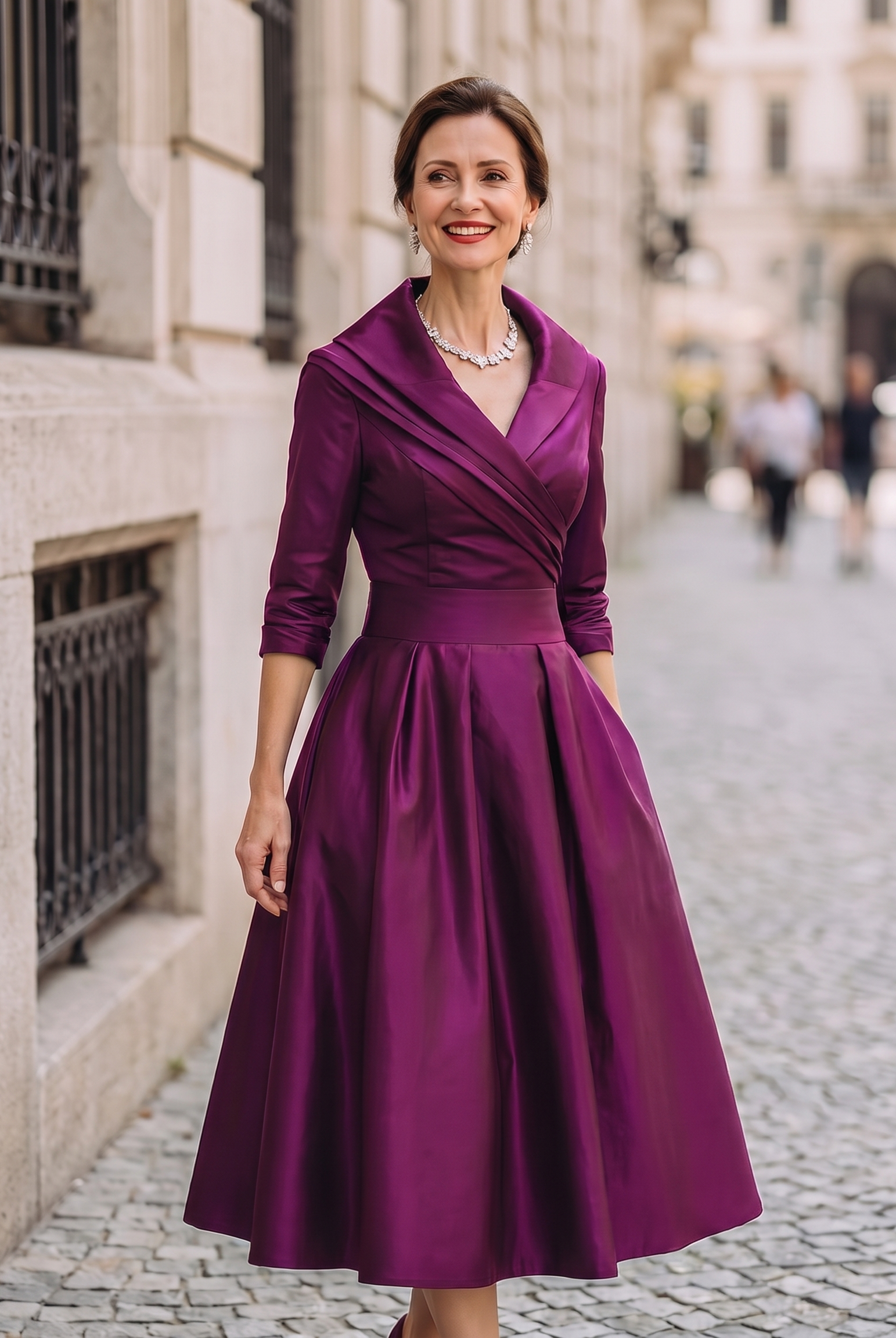 Vintage Aurora Midi Dress by Lumina Wear featuring flowy fabric, delicate patterns, and a midi length silhouette.