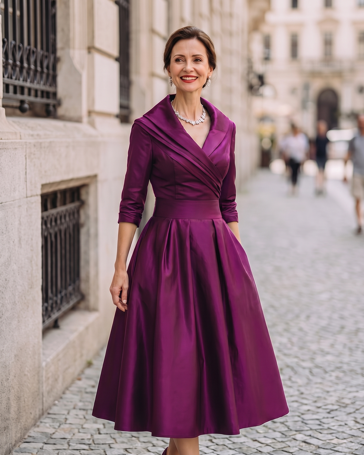 Vintage Aurora Midi Dress by Lumina Wear featuring flowy fabric, delicate patterns, and a midi length silhouette.