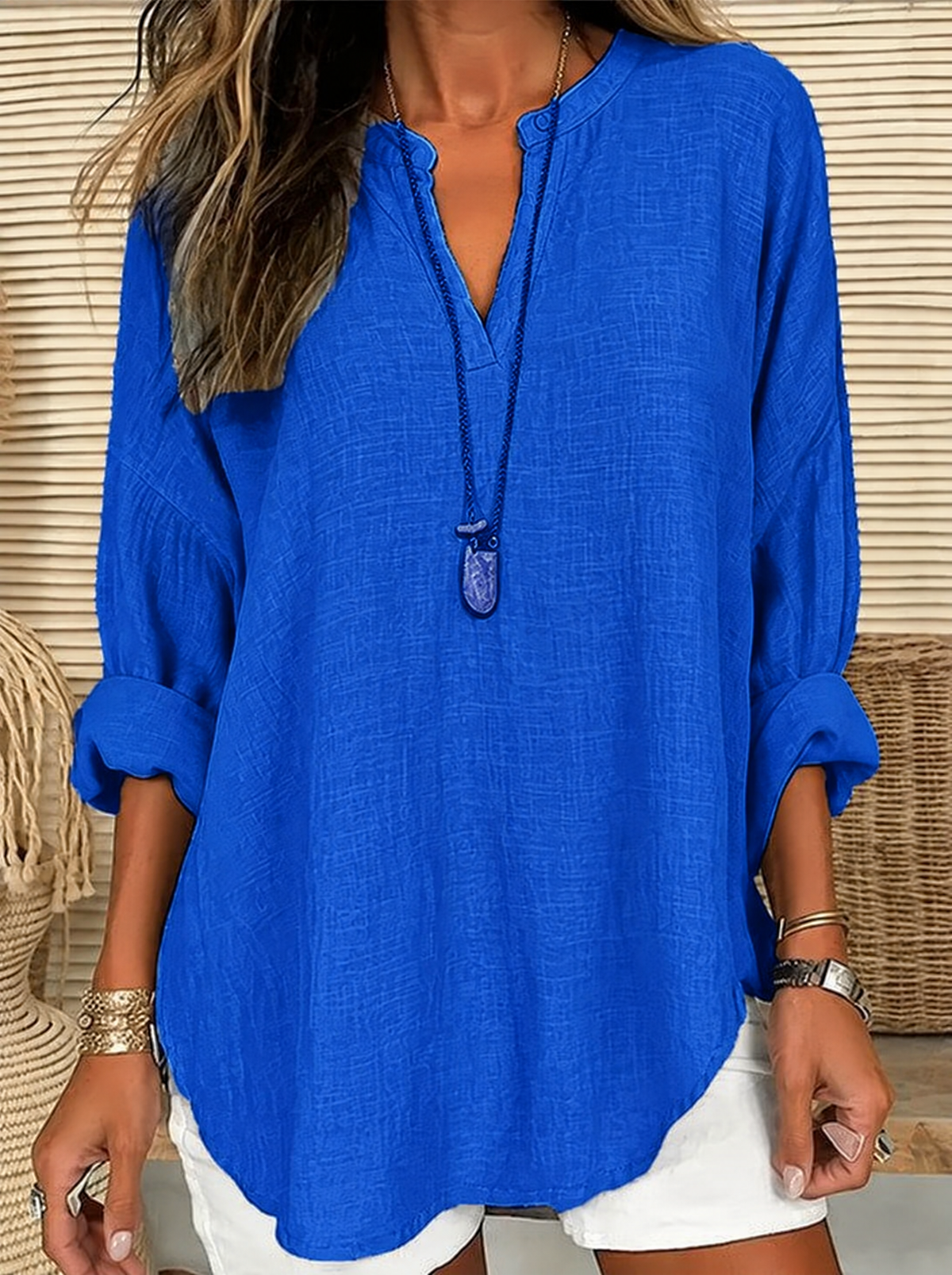 Women's Long Sleeve Round Neck in Blue