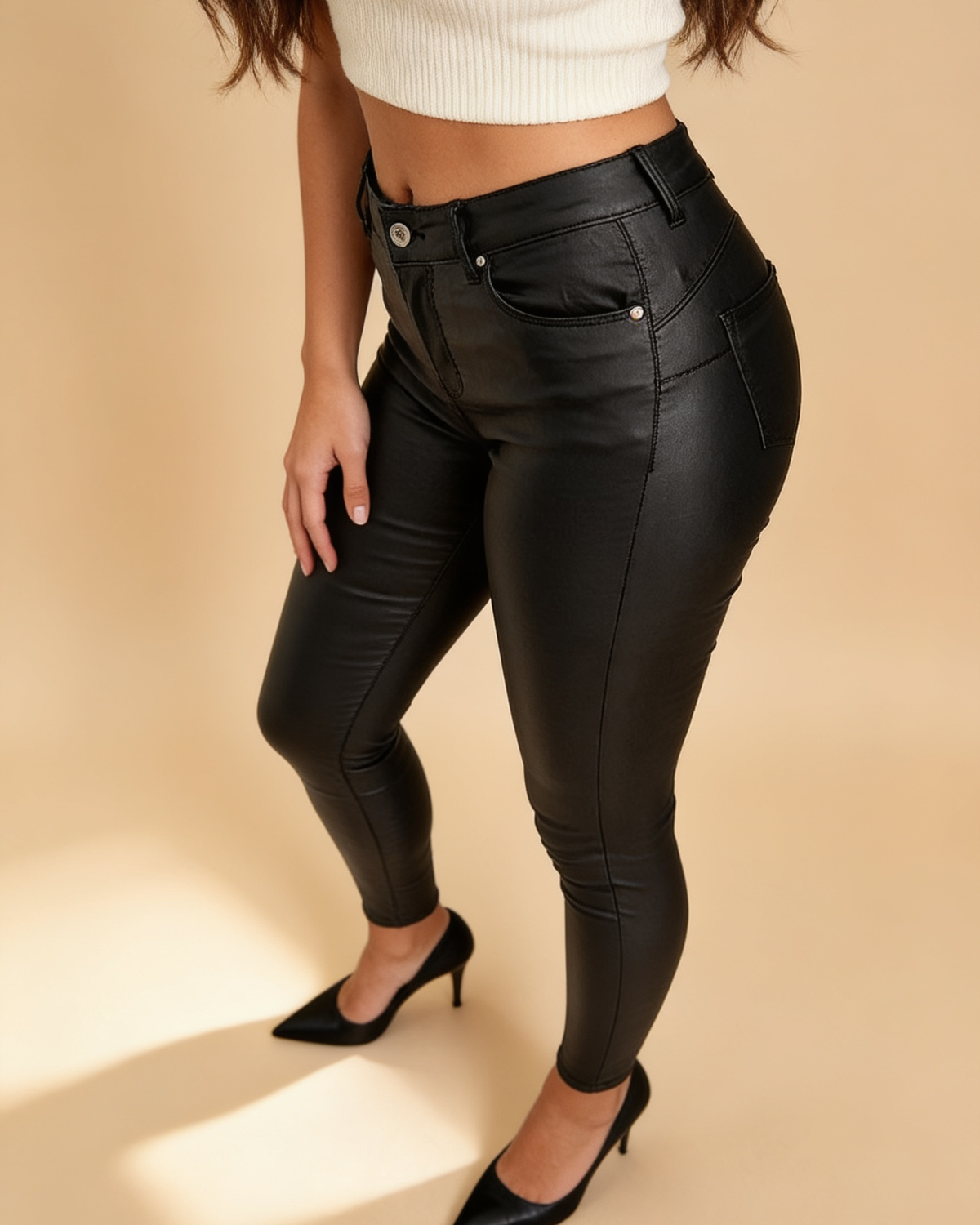 Lumina Wear Isabella chic stretch leather trousers with a sleek, fitted silhouette