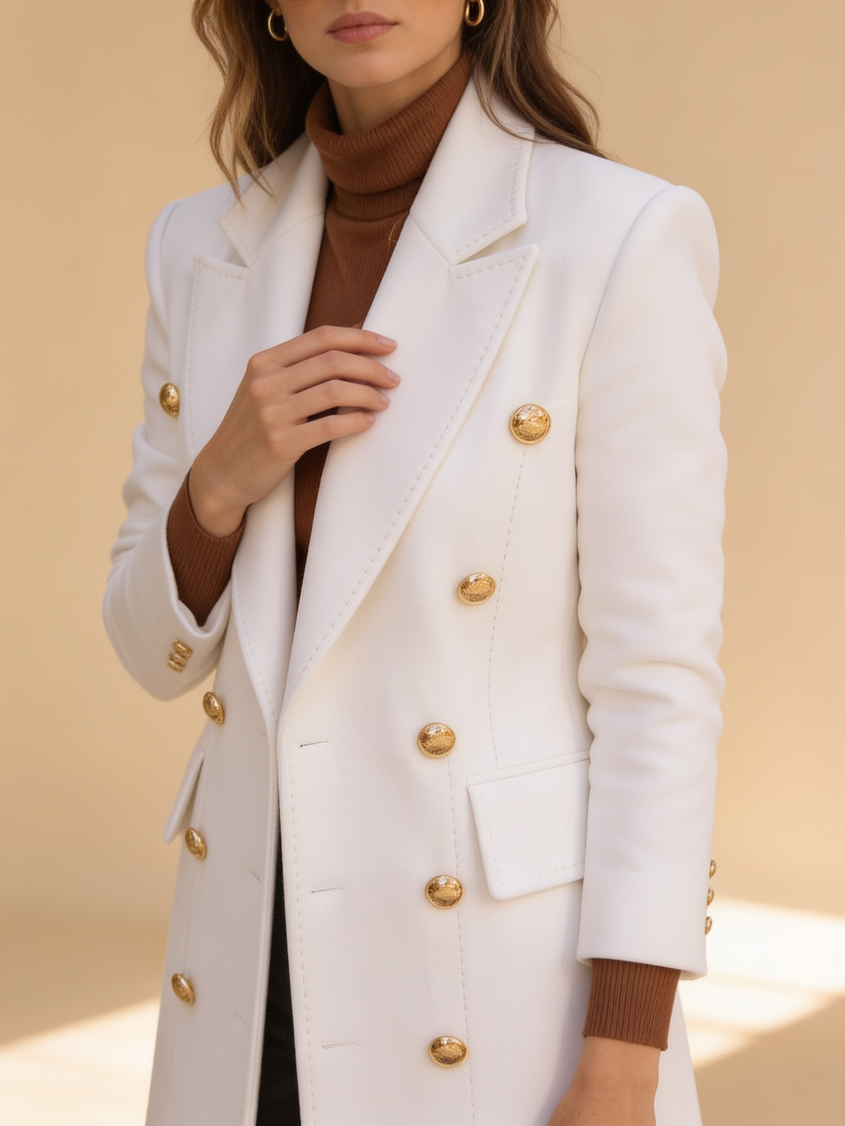Lumina Wear Elena Luxe double-breasted longline coat with peak lapels in Lumina