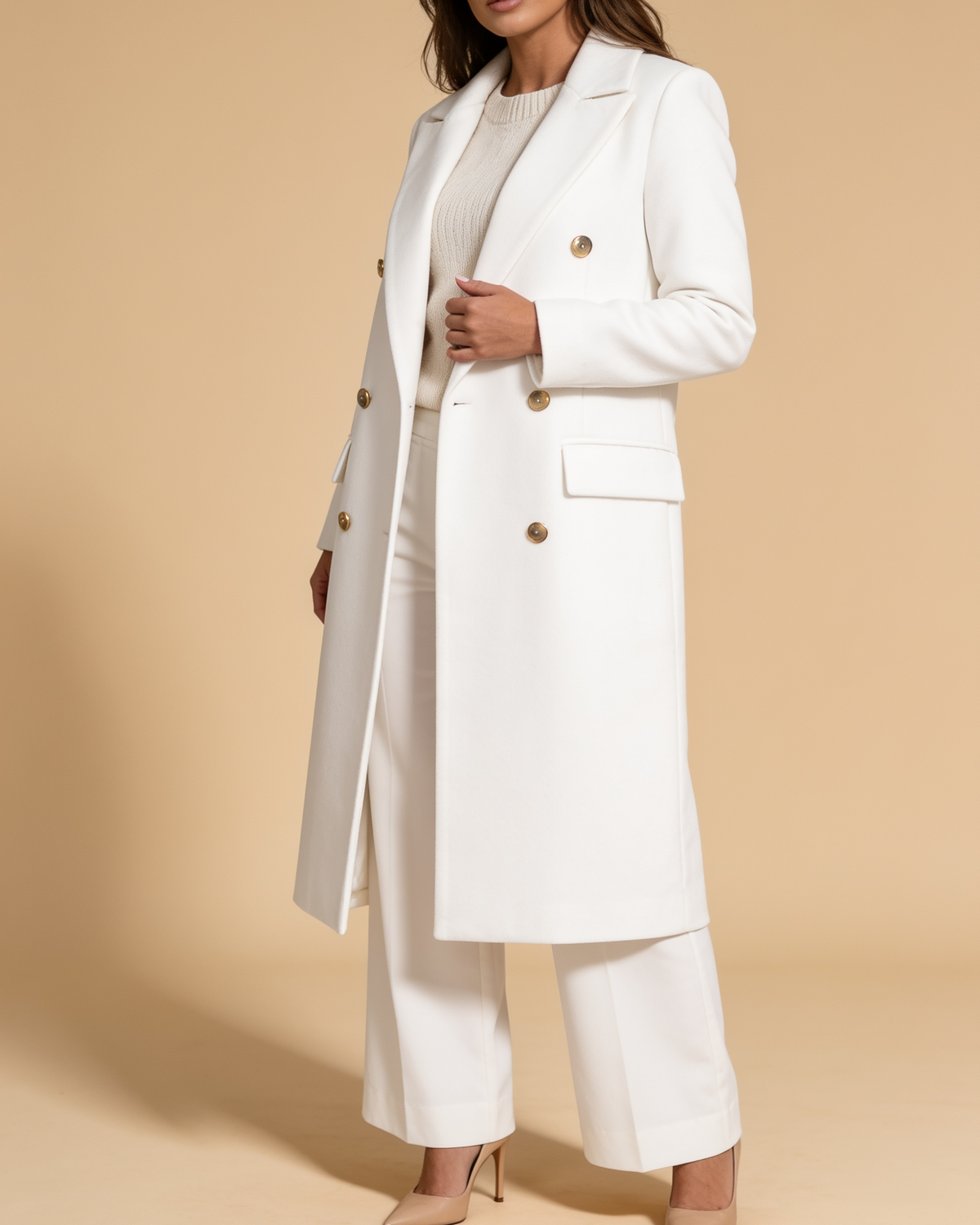 Lumina Wear Elena Prestige longline double-breasted coat in a structured silhouette