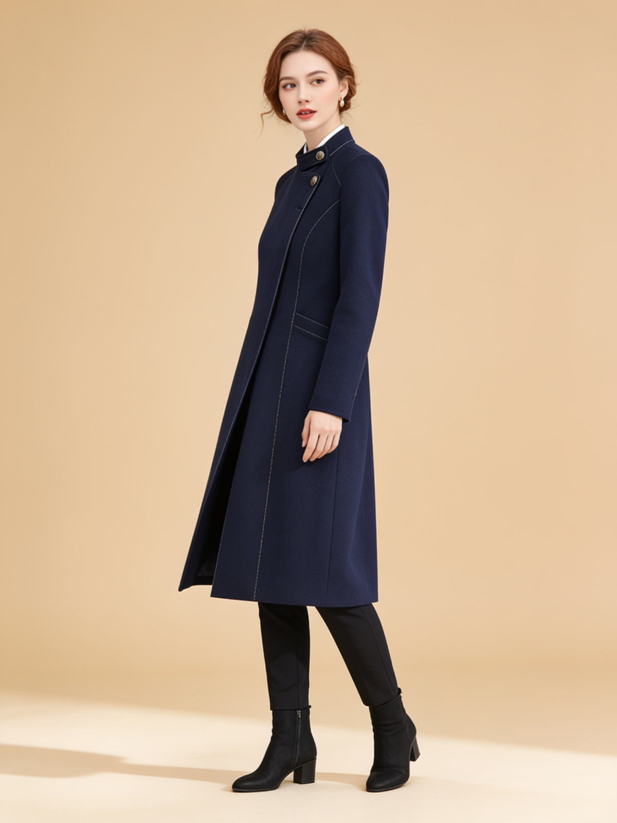 Lumina Wear Sophia button maxi coat in Lumina, full-length tailored outerwear with front buttons