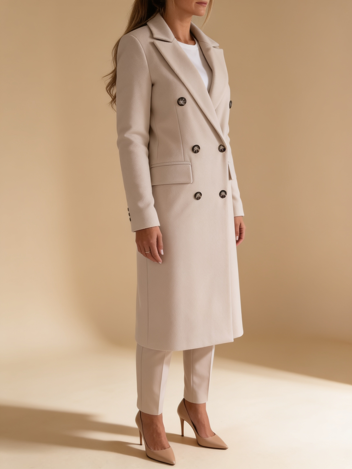 Lumina Wear Elena Prestige longline double-breasted coat in a structured silhouette