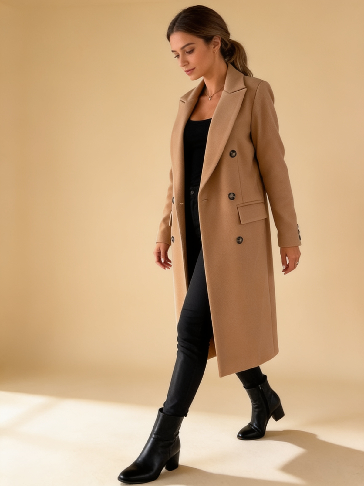 Lumina Wear Elena Prestige longline double-breasted coat in a tailored silhouette