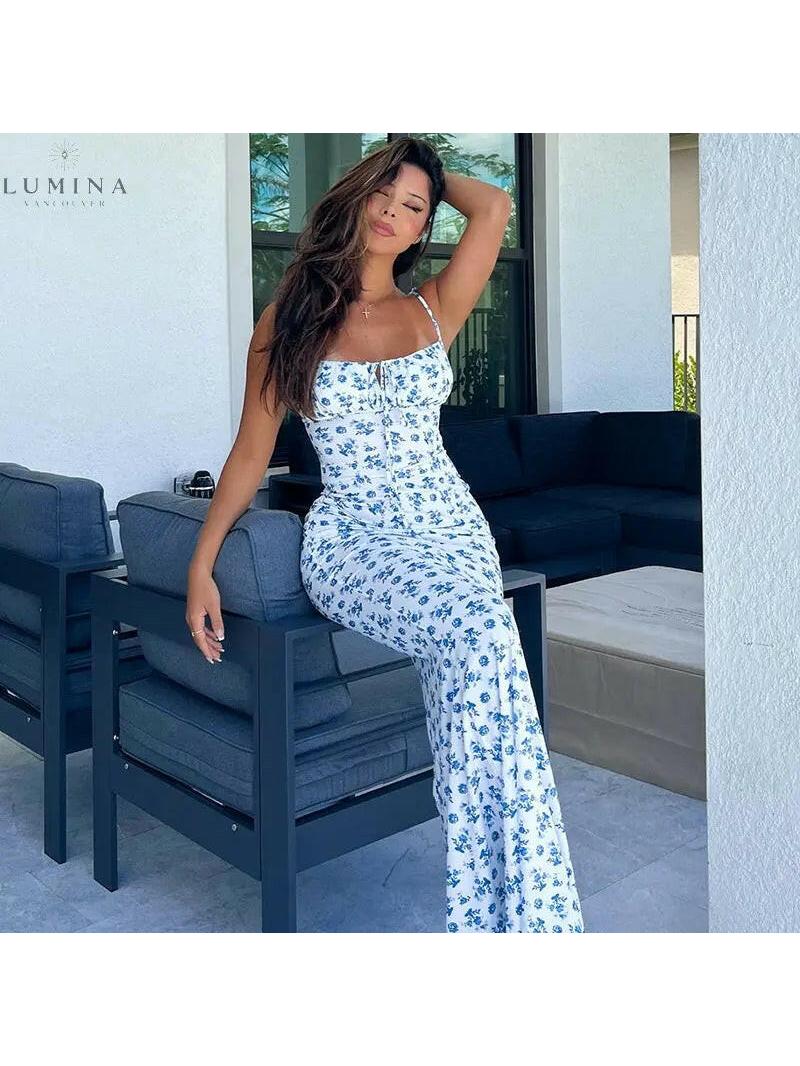 Isabeau Maxi Dress by Lumina Vancouver featuring a flowy holiday vibes style in a vibrant, elegant design suitable for festive occasions.
