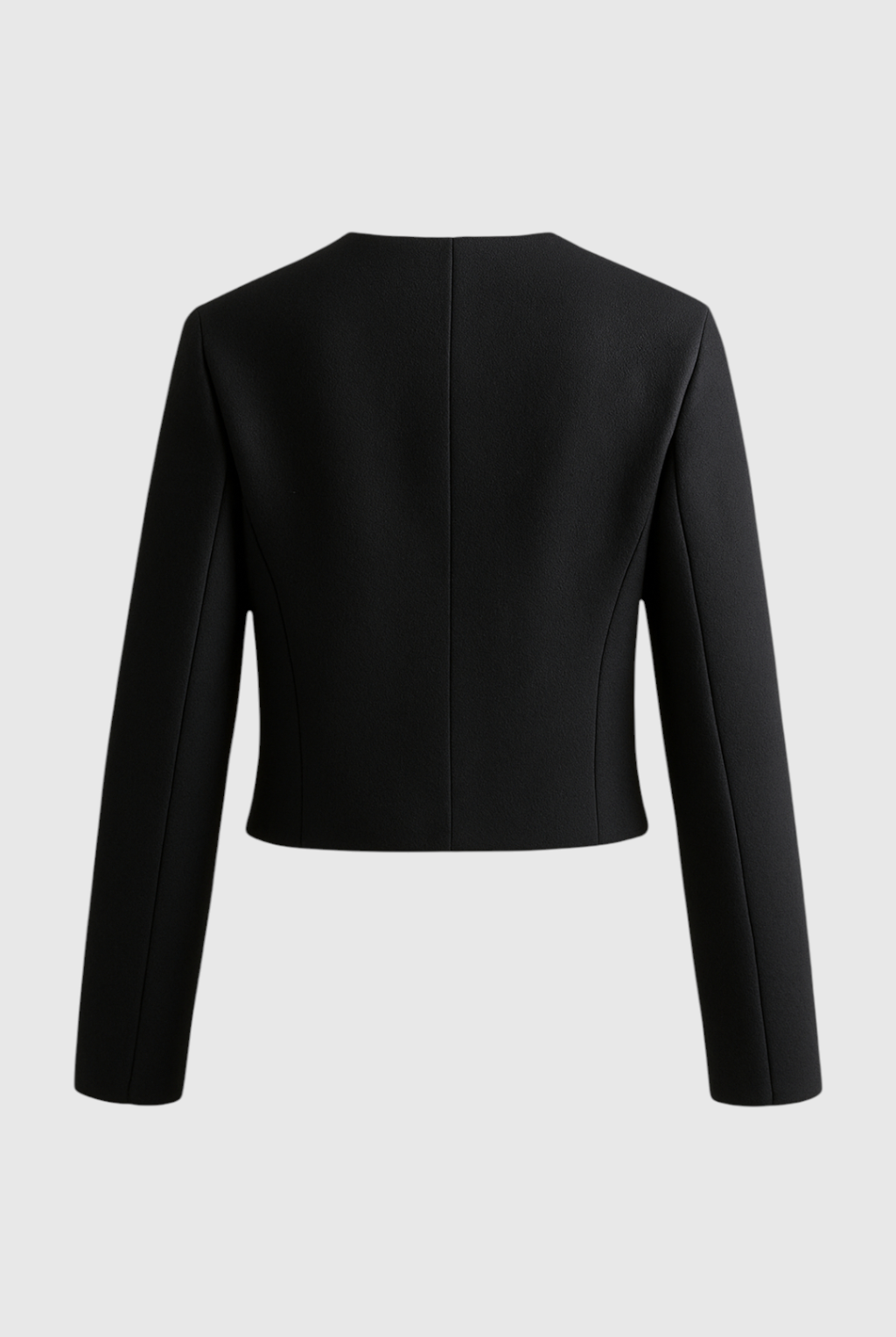 Black short jacket for women by Lumina Wear, stylish and versatile with a chic design, perfect for casual or dressy outfits.