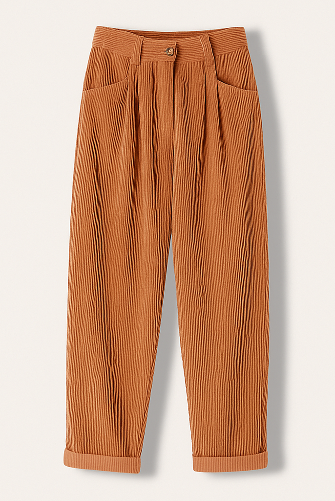 Isabella Lumina Wear brown corduroy trousers with a flattering fit, featuring a chic style and classic design.