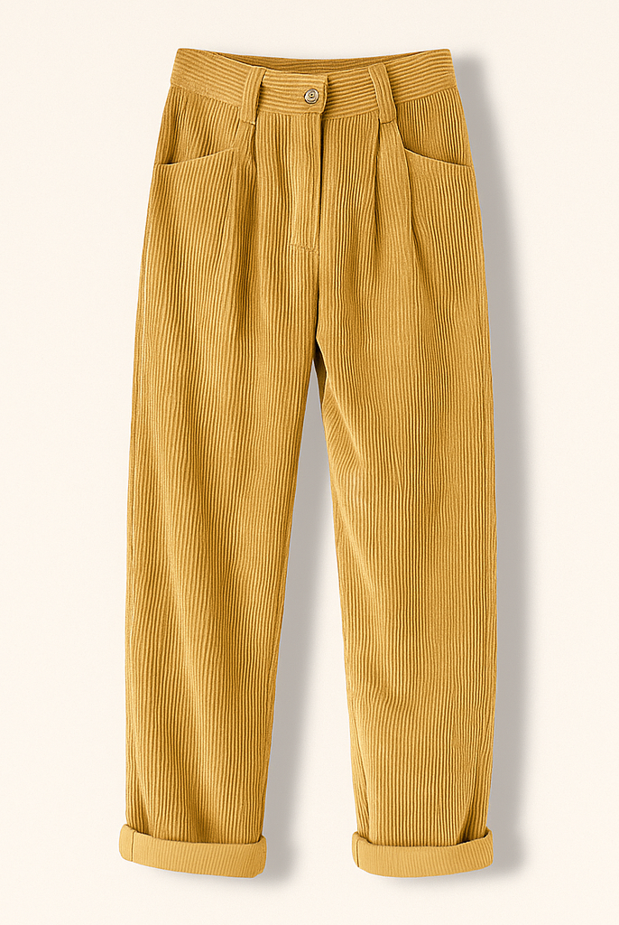 Isabella Lumina Wear brown corduroy trousers with a flattering fit, featuring a chic and stylish design.