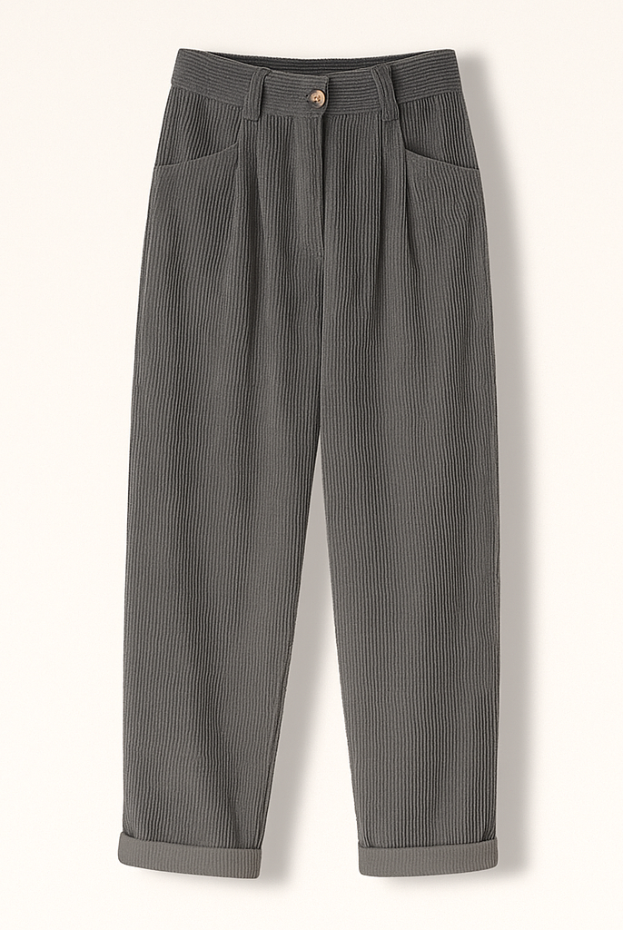 Isabella brown corduroy trousers by Lumina Wear featuring a chic, flattering fit and stylish design for women.