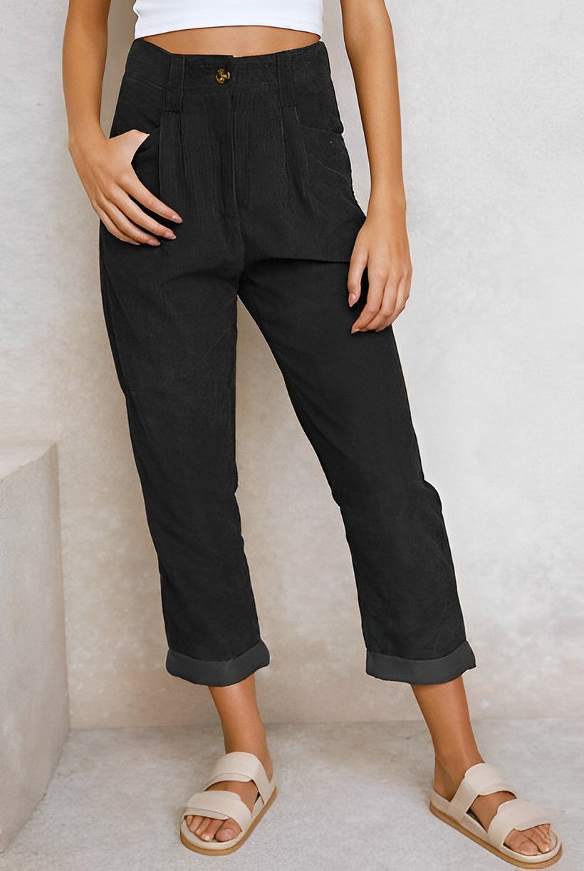 Isabella Lumina Wear chic striped trousers in apricot with a comfortable fit, stylish pants for casual or office wear.
