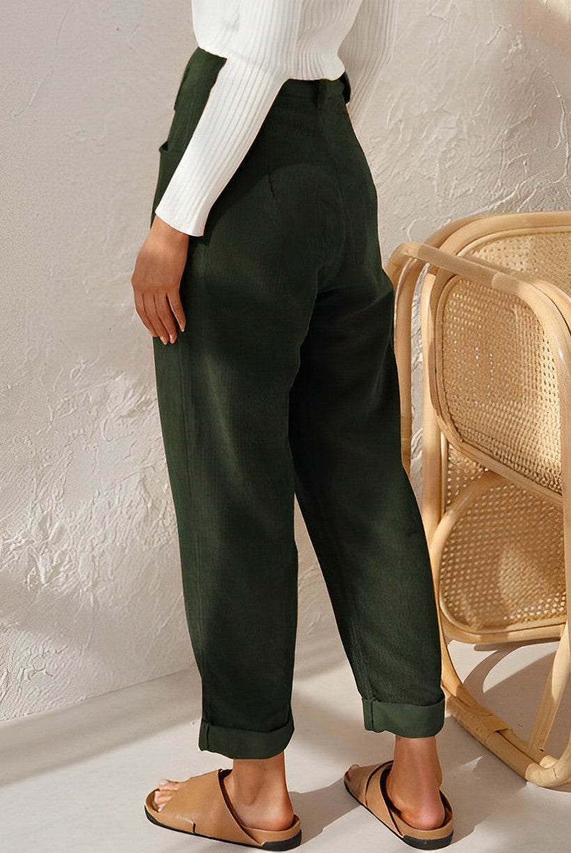 Lumina Wear Isabella chic striped trousers in apricot, featuring a comfortable fit and stylish design.