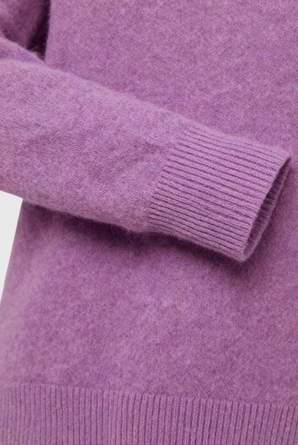 Dark purple Lumina Wear Isabella cozy sweater with a flattering fit, shown on a model. Soft knit fabric with a stylish, comfortable design.